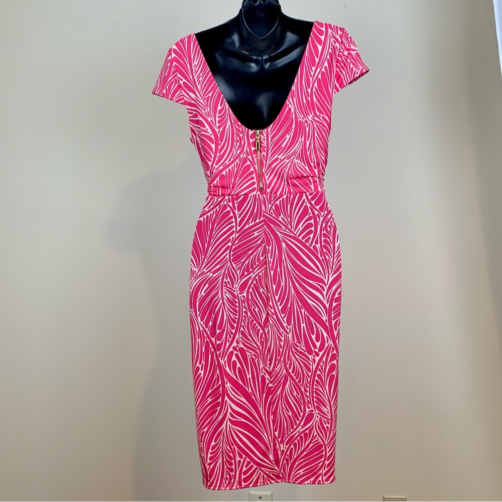 Victorias Secret stretch dress hot pink with gold zipper, size medium - Picture 4 of 10